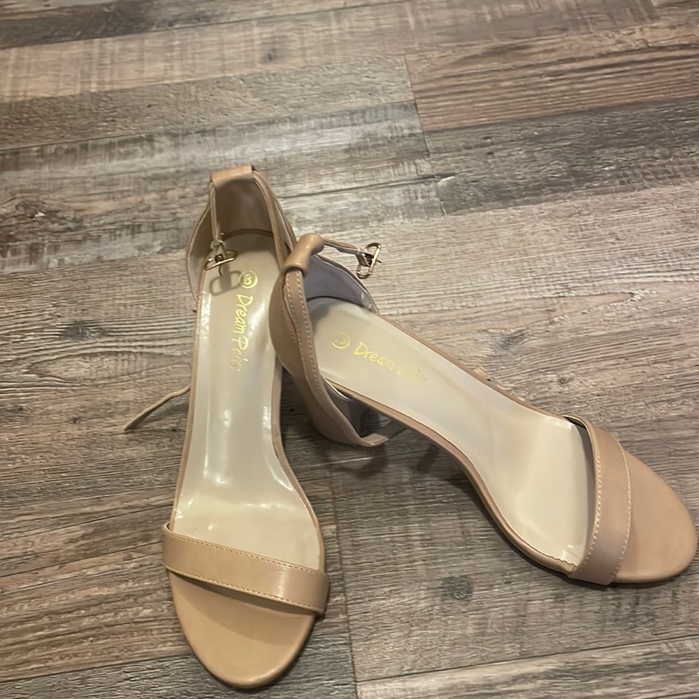 Nude block heels